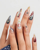 FIFA USA Medium Stiletto press on nails, handmade custom nails by Joyeenails
