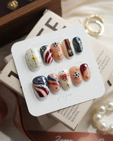 FIFA USA Short Oval press on nails, handmade custom nails by Joyeenails