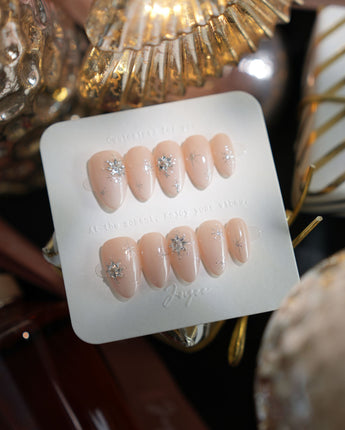 First Flake nails in extra short almond — Icy Milky White &