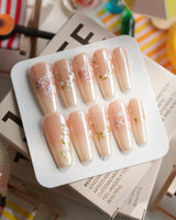 First Vow Long Coffin press on nails, handmade custom nails by Joyeenails