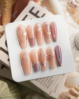 Freesia - Tender Rush Long Coffin press on nails, handmade custom nails by Joyeenails