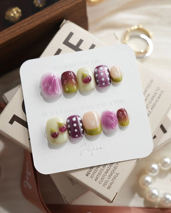 Fresh Fig Extra Short Squoval press on nails, handmade custom nails by Joyeenails