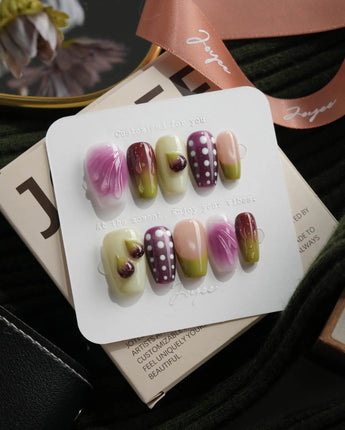 Fresh Fig short coffin press-on nails