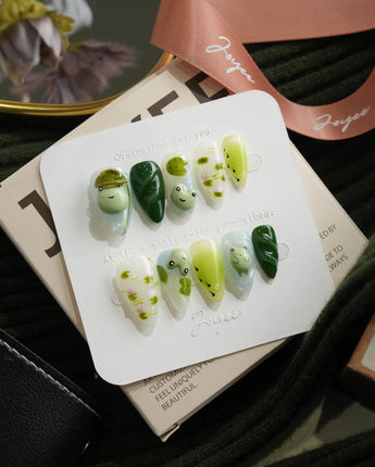 Frog Dodo short stiletto press-on nails