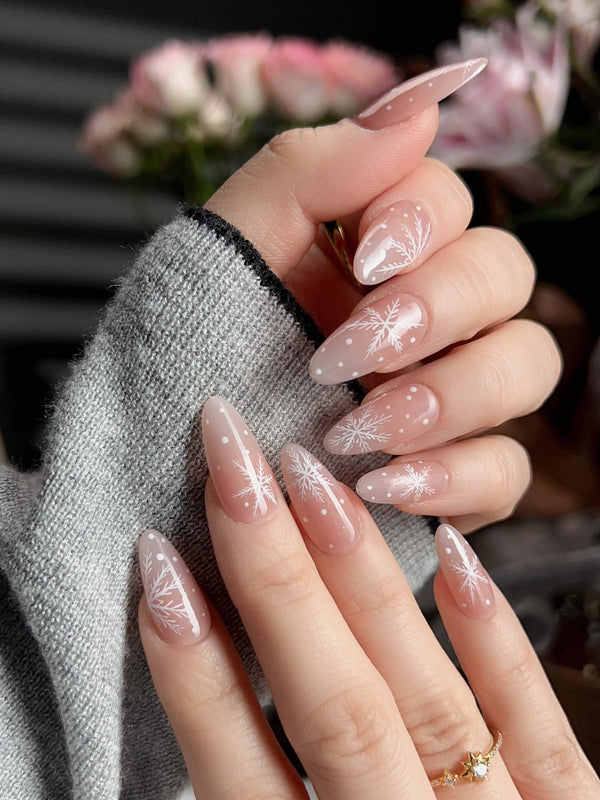 Frost Petals - Joyeenails - XM020 - XS / Medium Almond