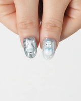 Frosty Friends press-on nails — Glacial Gray & Translucent