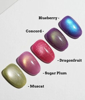 Fruit Cat Eye Press On Nails – Handmade Magnetic Velvet – 5 Colors press on nails, handmade custom nails by Joyeenails