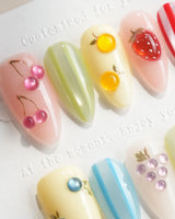 Fruit Fizz Short Almond press on nails, handmade custom nails by Joyeenails