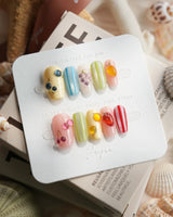 Fruit Fizz Short Coffin press on nails, handmade custom nails by Joyeenails
