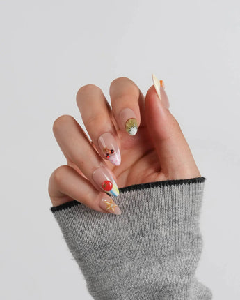Fruit Tips hand-sculpted 3D fruit nail art with cherry, orange, and blueberry accents
