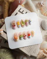 Fruit Tips 3D fruit French tip press-on nails in extra short almond shape