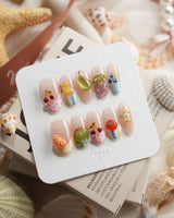 Fruit Tips 3D fruit French tip press-on nails in medium oval shape