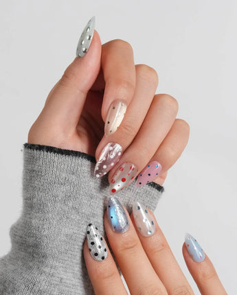 Gelato Dot Short Almond press on nails, handmade custom nails by Joyeenails