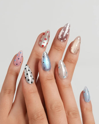 Gelato Dot Short Almond press on nails, handmade custom nails by Joyeenails
