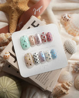 Gelato Dot short square press-on nails with pastel metallic polka dot art