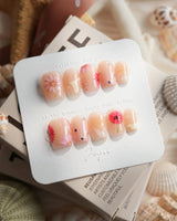 Gerbera Daisy — Pink Riot Extra Short Coffin press on nails, handmade custom nails by Joyeenails