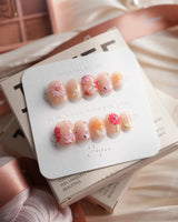 Gerbera Daisy — Pink Riot Extra Short Squoval press on nails, handmade custom nails by Joyeenails