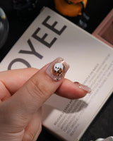 Ghost Portrait handmade press-on nails in extra short coffin shape by Joyee Nails