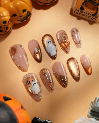 Ghost Portrait press-on nails by Joyee Nails