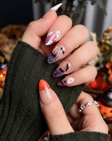 Ghostlight nail art close-up showing Playful Halloween, Pumpkin & Ghost Glitters. details
