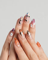 Ghostlight press-on nail set — Playful Halloween, Pumpkin & Ghost Glitters. design, hand-painted with real gel polish