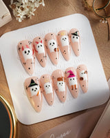 Ghostly Clan nails — halloween ghost design nude by Joyee Nails