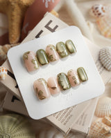 Gilded Ivy Short Square press on nails, handmade custom nails by Joyeenails