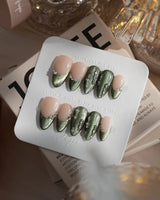 Gilded Pine press-on nails — Elegant Forest Green Cat-eye,