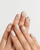 Gilded Truth press-on nails — Minimalist Aurora White, Gold