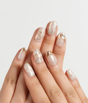 Gilded Truth press-on nails — Minimalist Aurora White, Gold