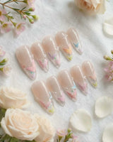 Glass Wing press-on nails in medium stiletto shape — Cat-eye & Fluttering Butterflies