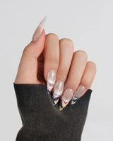 Glass Wing press-on nail set — Cat-eye & Fluttering Butterflies design, hand-painted with real gel polish