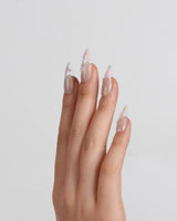 Glass Wing press-on nails in medium stiletto shape — Cat-eye & Fluttering Butterflies