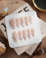 Glass Wing press-on nails in medium almond shape — Cat-eye & Fluttering Butterflies