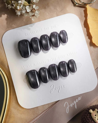 Glint Tahiti press-on nails — gunmetal cat eye shimmer handmade nail art by Joyee Nails