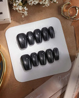 Glint Tahiti press-on nails — gunmetal cat eye shimmer handmade nail art by Joyee Nails