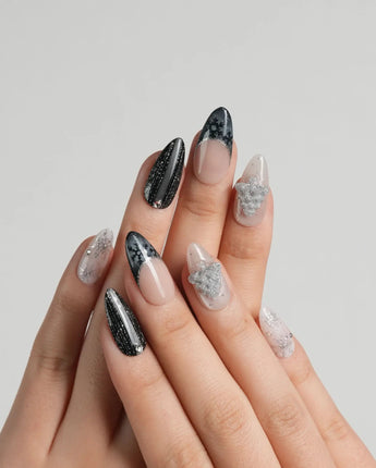 Glitter Gala nails — Black & Gray with by Joyee Nails