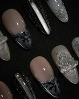 Glitter Gala nails — Black & Gray with by Joyee Nails
