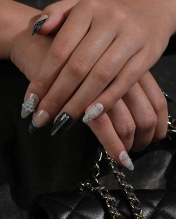 Glitter Gala nails — Black & Gray with by Joyee Nails