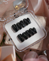 Glitter Logic·Black nails in short coffin — Obsidian Black & Aurora