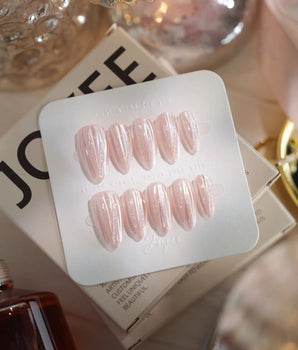 Glitter Logic·pink press-on nails — Pearlescent Baby Pink &