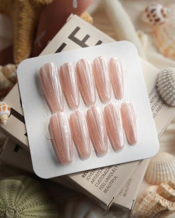 Glitter Logic·pink Long Coffin press on nails, handmade custom nails by Joyeenails