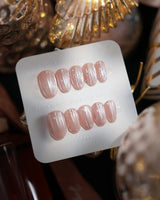 Glitter Logic·pink nails in short oval — Pearlescent Baby Pink &