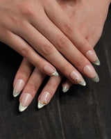 Silk Green - New nails — nude pink base sage by Joyee Nails