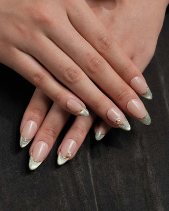 Silk Green - New nails — nude pink base sage by Joyee Nails