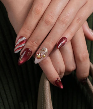 Ruby Night nails — Glitzy Red & Gold by Joyee Nails