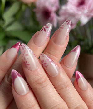 Glow Garden press-on nails — Magenta Cat Eye, French