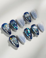 Glow Jellyfish Nails short stiletto shape with luminous ocean-inspired details