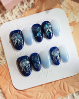 Glow Jellyfish Nails medium oval press-ons with luminous sea-inspired styling