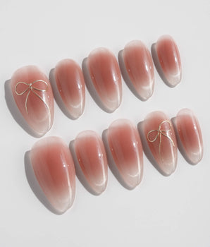 Glowing Blush press-on nails — Transparent Blush Cat Eye,